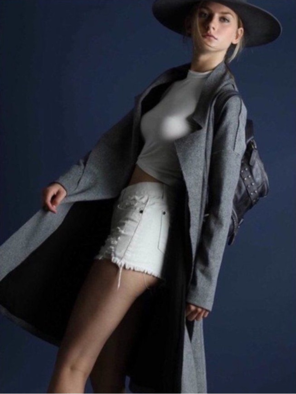 POL Oversized Wool Blend Sweater Coat L